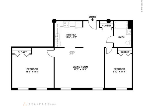2 Bedroom - 1 Bathroom: Beds - 2: Baths - 1: SqFt Range - 918 to 918