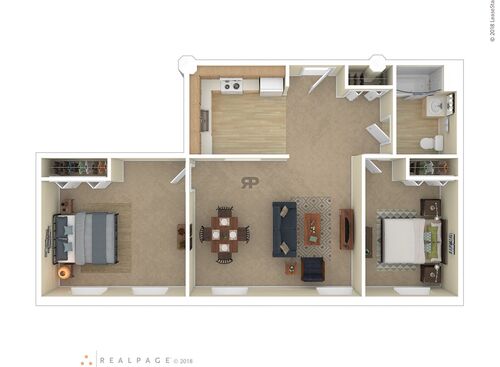 2 Bedroom - 1 Bathroom: Beds - 2: Baths - 1: SqFt Range - 918 to 918