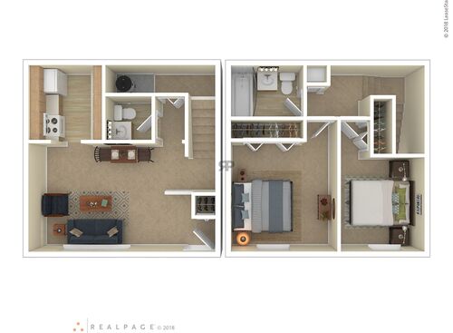 2 Bedroom - 1.5 Bathroom: Beds - 2: Baths - 1.5: SqFt Range - 600 to 600
