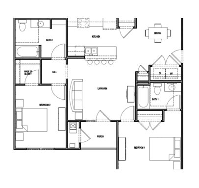 2 BEDROOM: Beds - 2: Baths - 2: SqFt Range - 1085 to 1085