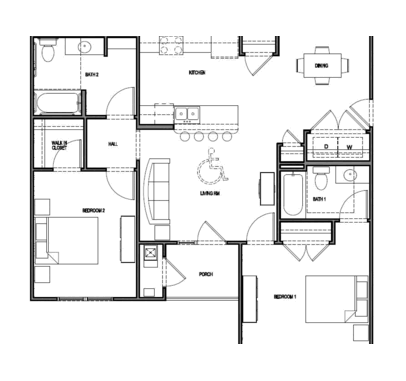 2 BEDROOM UNIT TYPE A: Beds - 2: Baths - 2: SqFt Range - 1085 to 1085