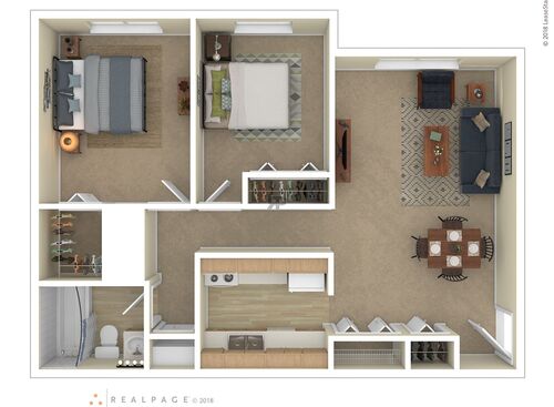 2 Bedroom - 1 Bathroom: Beds - 2: Baths - 1: SqFt Range - 600 to 600