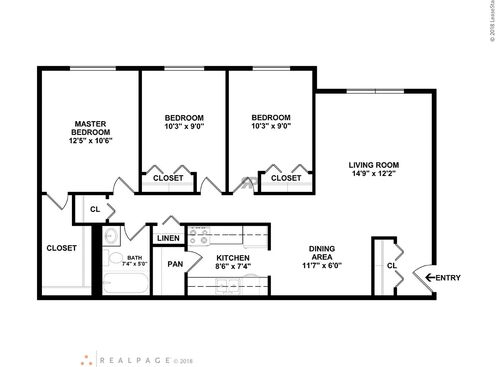 3 Bedroom - 1 Bathroom: Beds - 3: Baths - 1: SqFt Range - 700 to 700