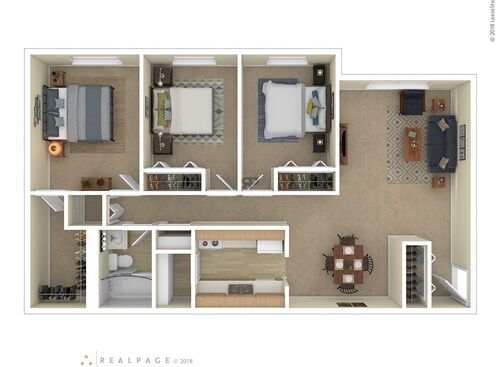 3 Bedroom - 1 Bathroom: Beds - 3: Baths - 1: SqFt Range - 700 to 700