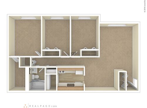 3 Bedroom - 1 Bathroom: Beds - 3: Baths - 1: SqFt Range - 700 to 700