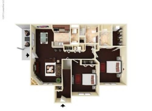 The Waterfall: Beds - 2: Baths - 2: SqFt Range - 1163 to 1252