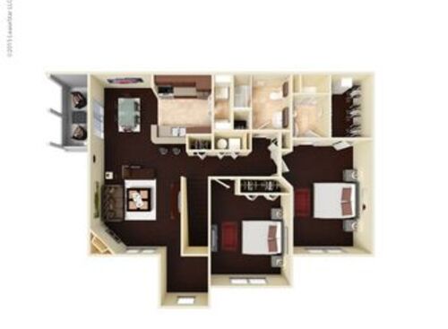 The Waterfall 2nd Floor: Beds - 2: Baths - 2: SqFt Range - 1252 to 1252