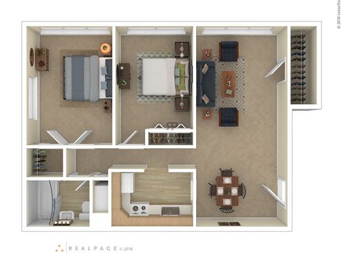 2 Bedroom 1 Bath: Beds - 2: Baths - 1: SqFt Range - 790 to 790