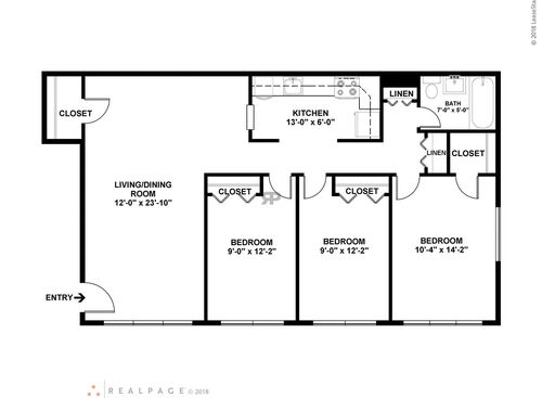 3 Bedroom 1 Bath: Beds - 3: Baths - 1: SqFt Range - 1000 to 1000