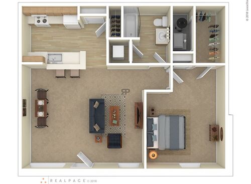 1 Bedroom: Beds - 1: Baths - 1: SqFt Range - 784 to 784