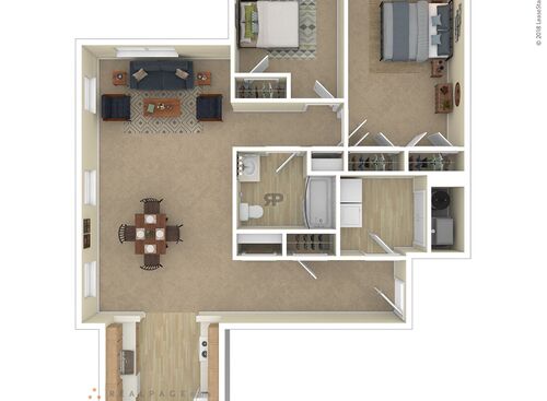 2 Bedroom: Beds - 2: Baths - 1: SqFt Range - 889 to 889
