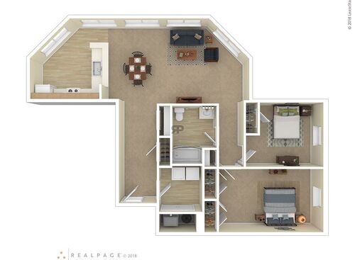 2 Bedroom: Beds - 2: Baths - 1: SqFt Range - 889 to 889