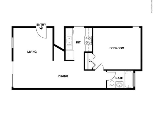 One Bedroom: Beds - 1: Baths - 1: SqFt Range - 690 to 690