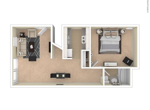 One Bedroom: Beds - 1: Baths - 1: SqFt Range - 690 to 690