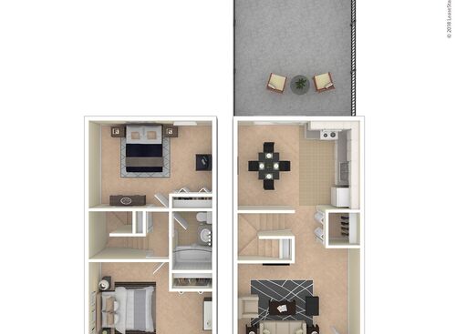 Two Bedroom: Beds - 2: Baths - 1: SqFt Range - 973 to 973