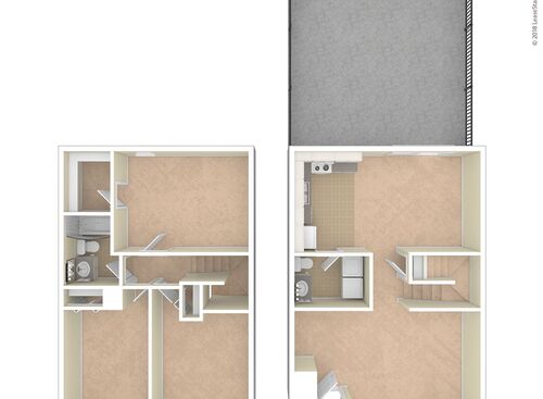 Three Bedroom: Beds - 3: Baths - 1: SqFt Range - 1203 to 1203