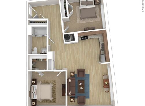 CA Two Bedroom: Beds - 2: Baths - 1: SqFt Range - 1000 to 1000