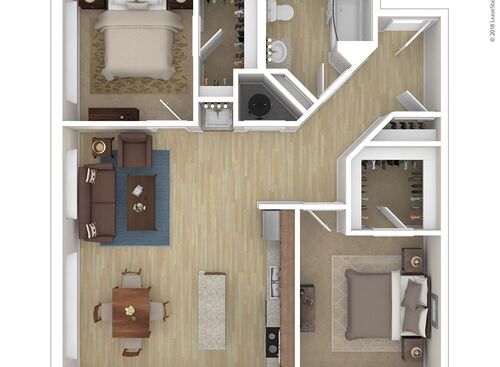 Two Bedroom: Beds - 2: Baths - 1: SqFt Range - 936 to 936