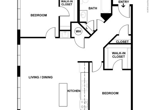 Two Bedroom: Beds - 2: Baths - 1: SqFt Range - 936 to 936