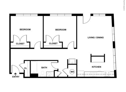 Two Bedroom: Beds - 2: Baths - 1: SqFt Range - 895 to 895