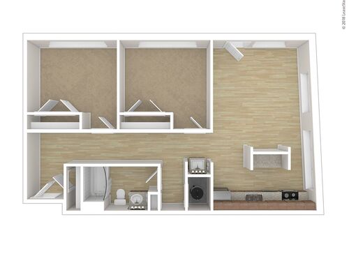 Two Bedroom: Beds - 2: Baths - 1: SqFt Range - 895 to 895