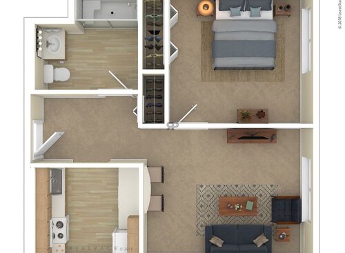 1 Bedroom: Beds - 1: Baths - 1: SqFt Range - 624 to 624