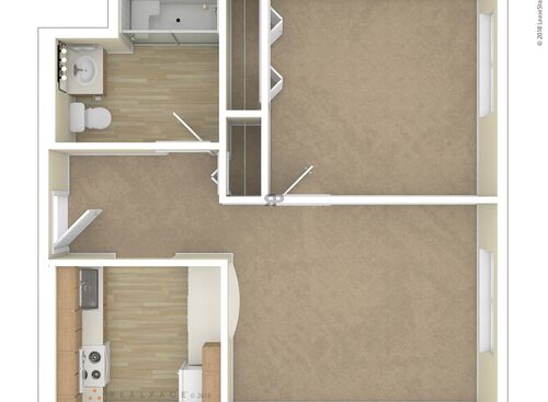 1 Bedroom: Beds - 1: Baths - 1: SqFt Range - 624 to 624