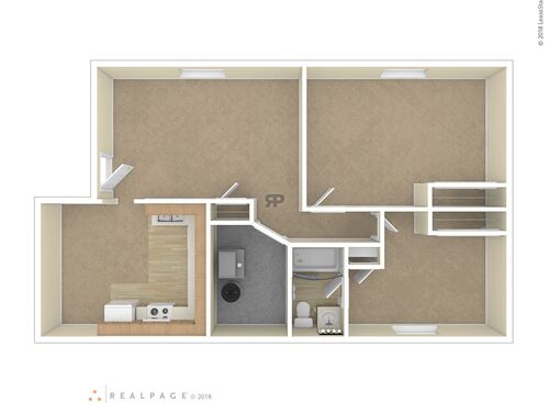 Two Bedroom: Beds - 2: Baths - 1: SqFt Range - 796 to 796