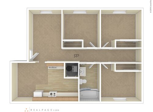 Three Bedroom: Beds - 3: Baths - 1: SqFt Range - 950 to 950