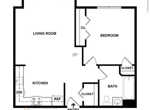 1 Bedroom GR Floor: Beds - 1: Baths - 1: SqFt Range - 400 to 400