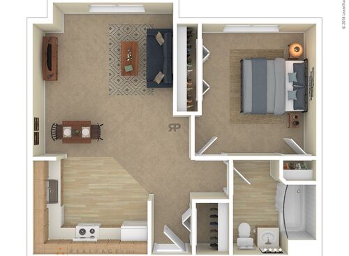 1 Bedroom GR Floor: Beds - 1: Baths - 1: SqFt Range - 400 to 400