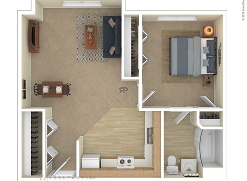 1 Bedroom 1 Bath: Beds - 1: Baths - 1: SqFt Range - 592 to 592