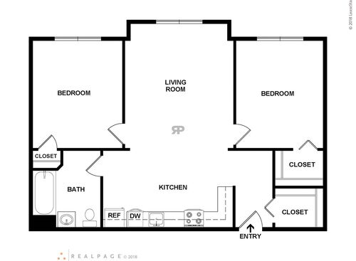 2 Bedroom 1 Bath: Beds - 2: Baths - 1: SqFt Range - 750 to 750