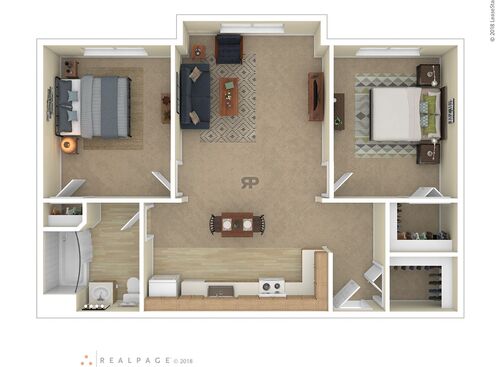 2 Bedroom 1 Bath: Beds - 2: Baths - 1: SqFt Range - 750 to 750