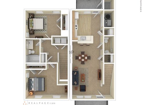 2 Bedroom: Beds - 2: Baths - 1: SqFt Range - 1047 to 1047