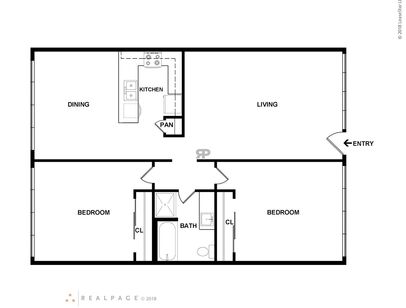 Two Bedroom: Beds - 2: Baths - 1: SqFt Range - 1008 to 1008