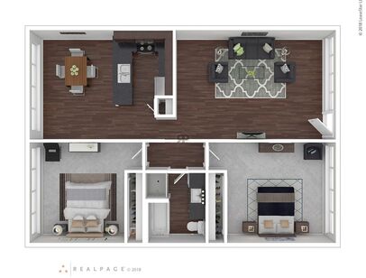 Two Bedroom: Beds - 2: Baths - 1: SqFt Range - 1008 to 1008