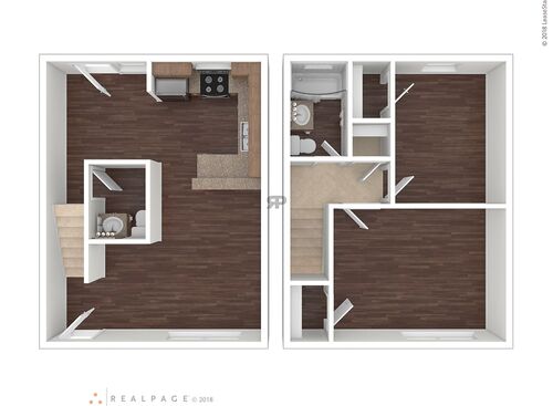 Two Bedroom Townhome: Beds - 2: Baths - 1.5: SqFt Range - 1190 to 1190