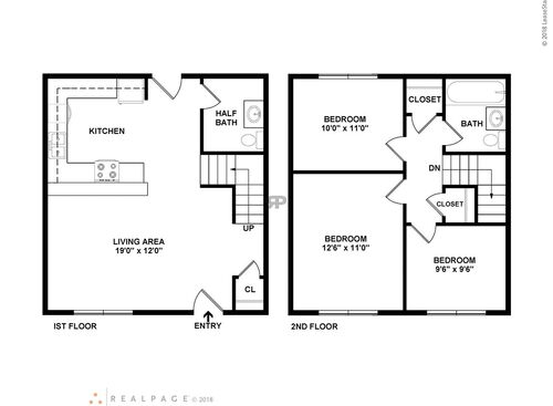 Three Bedroom Townhome: Beds - 3: Baths - 1.5: SqFt Range - 1335 to 1335