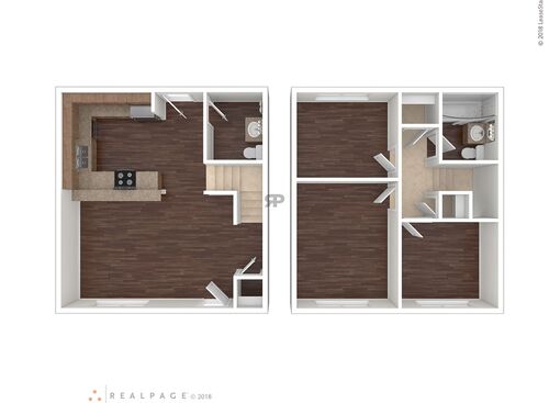 Three Bedroom Townhome: Beds - 3: Baths - 1.5: SqFt Range - 1335 to 1335