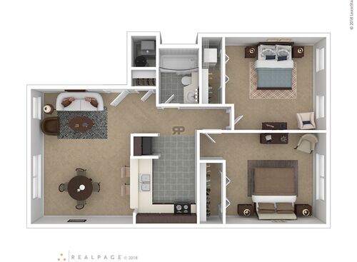 Two Bedroom - A: Beds - 2: Baths - 1: SqFt Range - 990 to 990