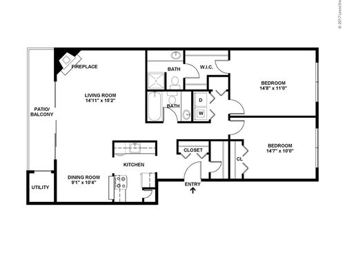 Flynn: Beds - 2: Baths - 2: SqFt Range - 1086 to 1086