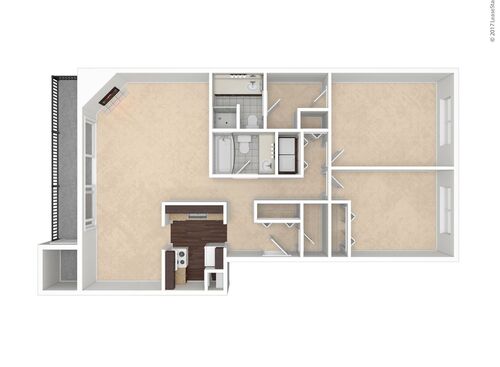 Flynn: Beds - 2: Baths - 2: SqFt Range - 1086 to 1086