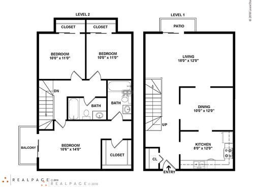 3 Bedroom Townhouse	: Beds - 3: Baths - 2: SqFt Range - 1300 to 1300