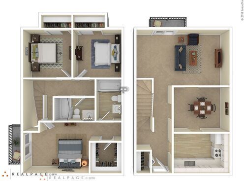 3 Bedroom Townhouse	: Beds - 3: Baths - 2: SqFt Range - 1300 to 1300