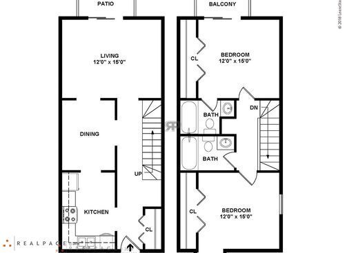 2 Bedroom Townhouse	: Beds - 2: Baths - 2.5: SqFt Range - 1000 to 1000