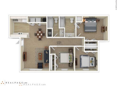 3C: Beds - 3: Baths - 2: SqFt Range - 1033 to 1033