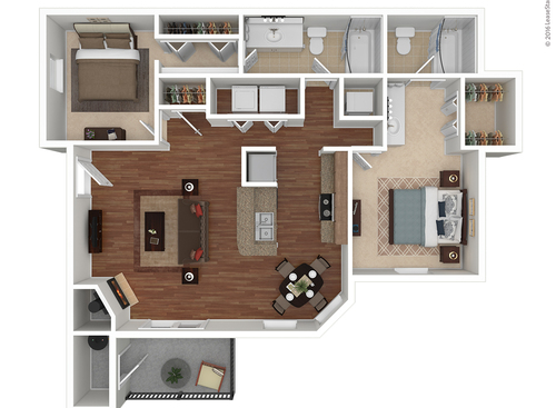 Duval - Plank Flooring: Beds - 2: Baths - 2: SqFt Range - 1040 to 1040