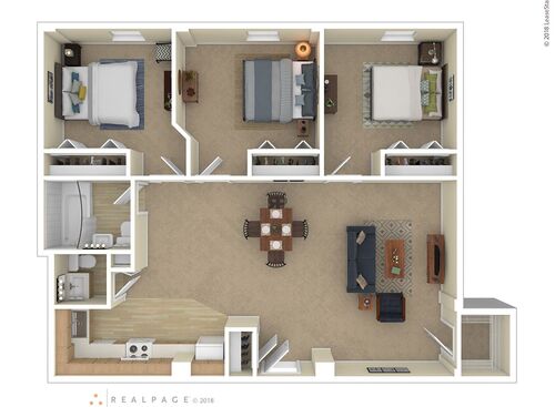 3 Bedroom: Beds - 3: Baths - 1.5: SqFt Range - 1110 to 1110