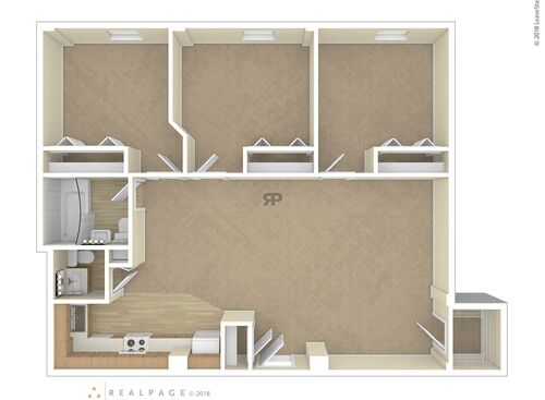 3 Bedroom: Beds - 3: Baths - 1.5: SqFt Range - 1110 to 1110